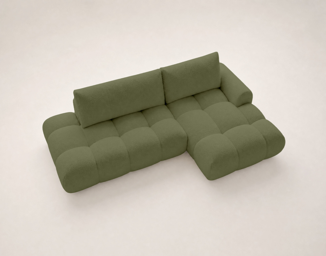 Canapé YULIN d'angle ouvert droit 4 places convertible coffre tissu bouclette | Best Mobilier