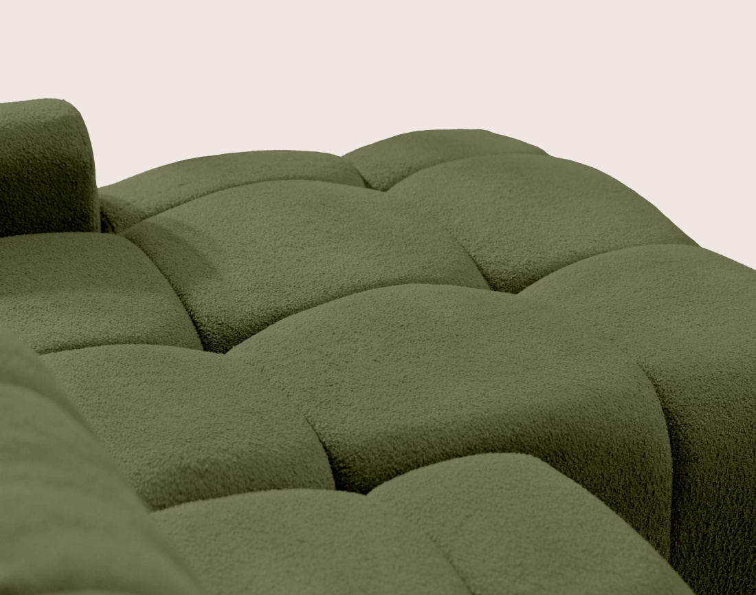 Canapé YULIN d'angle ouvert droit 4 places convertible coffre tissu bouclette | Best Mobilier