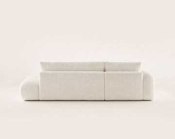 Canapé YULIN d'angle ouvert gauche 4 places convertible avec coffre en tissu bouclette