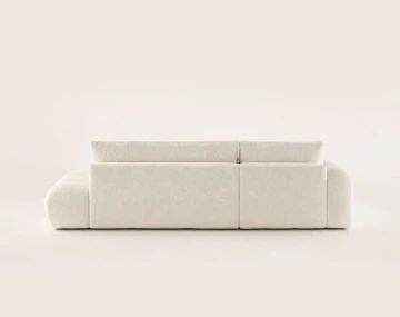 Canapé YULIN d'angle ouvert gauche 4 places convertible avec coffre en tissu bouclette