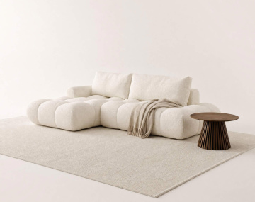 Canapé YULIN d'angle ouvert gauche 4 places convertible avec coffre en tissu bouclette
