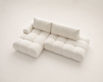 Canapé YULIN d'angle ouvert gauche 4 places convertible avec coffre en tissu bouclette