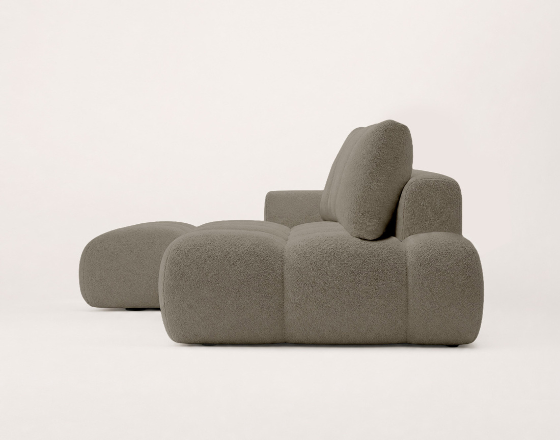 Canapé YULIN d'angle ouvert gauche 4 places convertible avec coffre en tissu bouclette