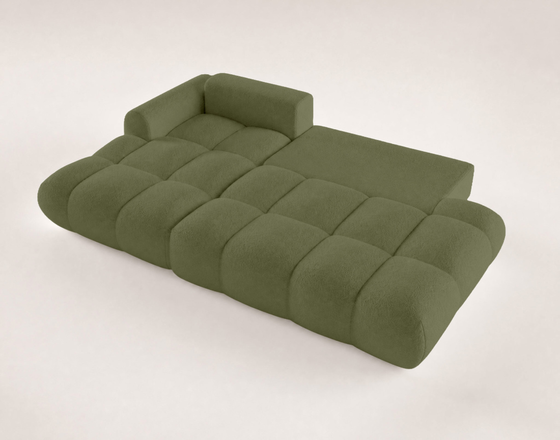 Canapé YULIN d'angle ouvert gauche 4 places convertible avec coffre en tissu bouclette