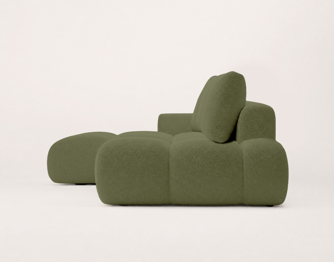 Canapé YULIN d'angle ouvert gauche 4 places convertible avec coffre en tissu bouclette