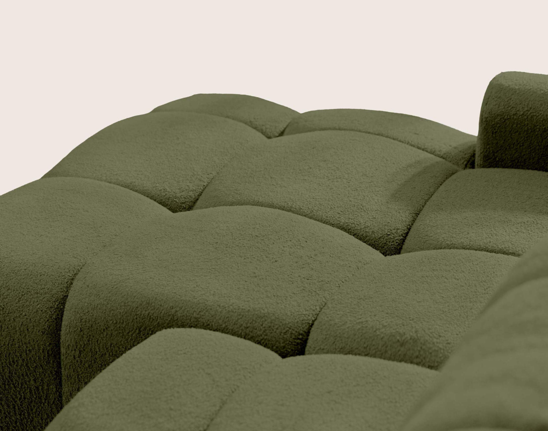 Canapé YULIN d'angle ouvert gauche 4 places convertible avec coffre en tissu bouclette