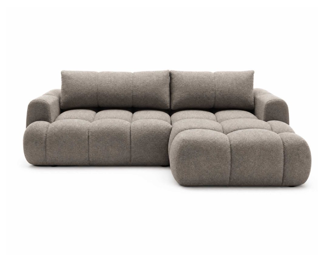 Canapé YULIN d'angle droit 4 places convertible avec coffre en tissu bouclette Yulin - Best Mobilier