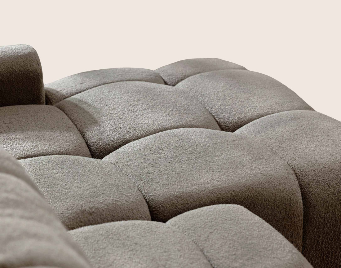Canapé YULIN d'angle droit 4 places convertible avec coffre en tissu bouclette Yulin - Best Mobilier