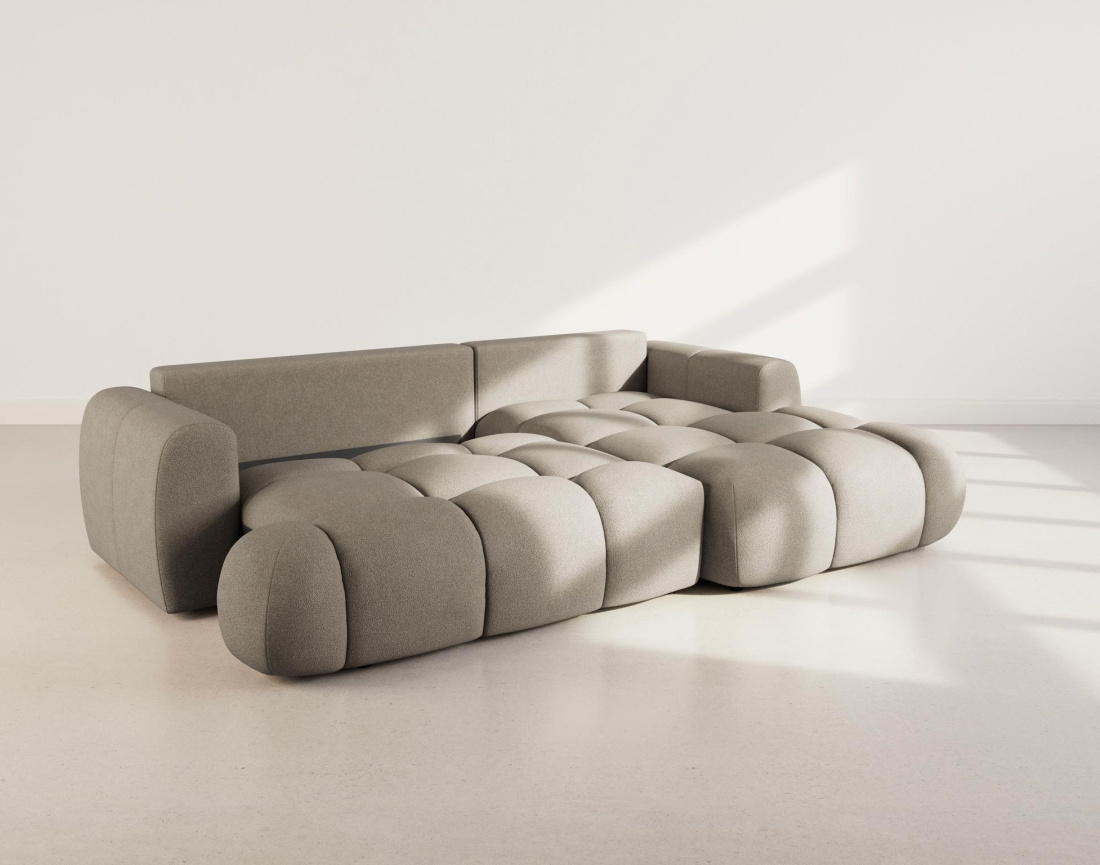 Canapé YULIN d'angle droit 4 places convertible avec coffre en tissu bouclette Yulin - Best Mobilier
