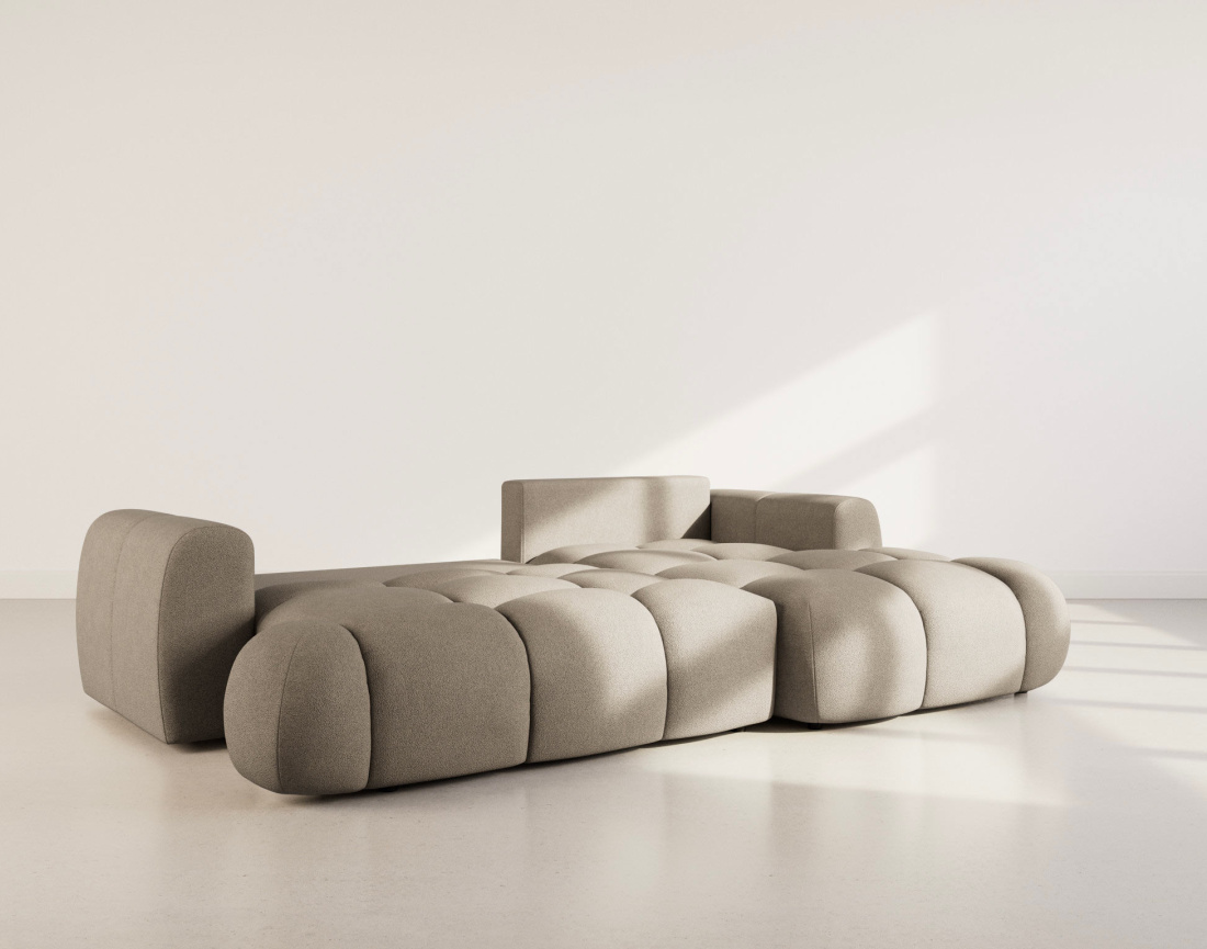 Canapé YULIN d'angle droit 4 places convertible avec coffre en tissu bouclette Yulin - Best Mobilier