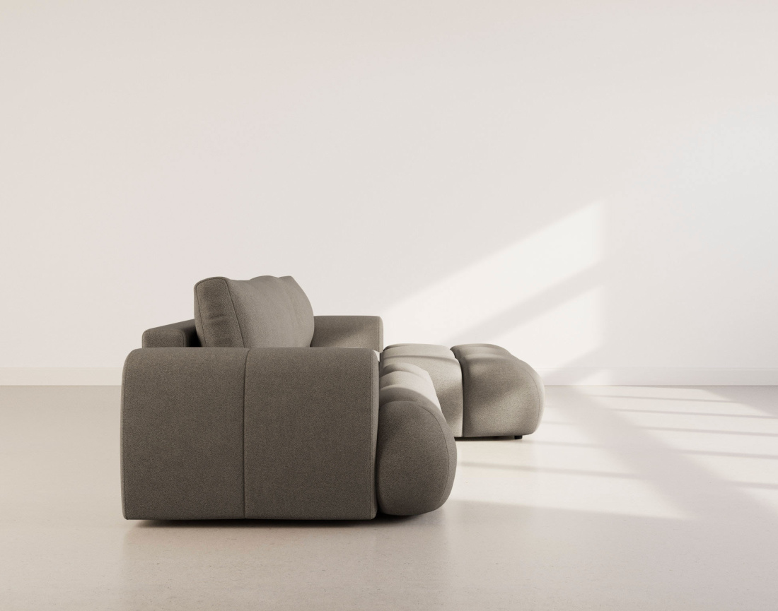 Canapé YULIN d'angle droit 4 places convertible avec coffre en tissu bouclette Yulin - Best Mobilier