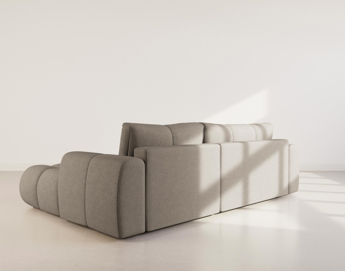 Canapé YULIN d'angle droit 4 places convertible avec coffre en tissu bouclette Yulin - Best Mobilier