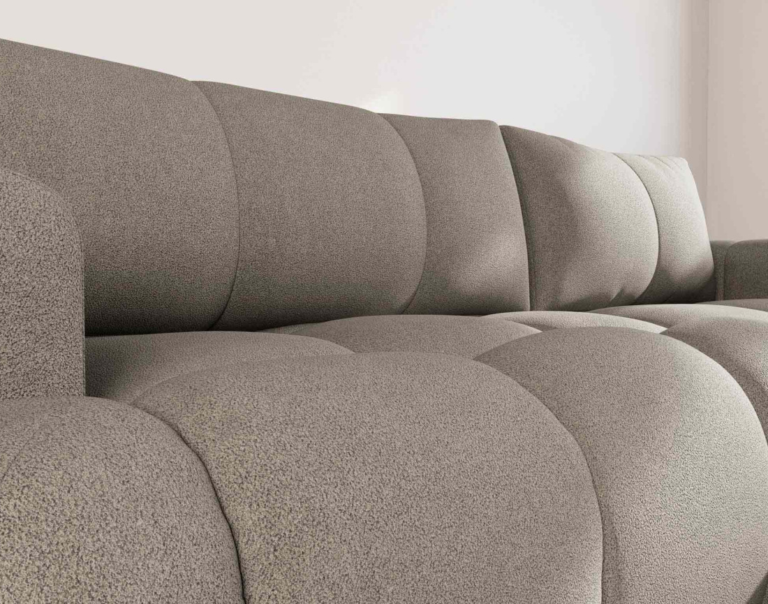 Canapé YULIN d'angle droit 4 places convertible avec coffre en tissu bouclette Yulin - Best Mobilier