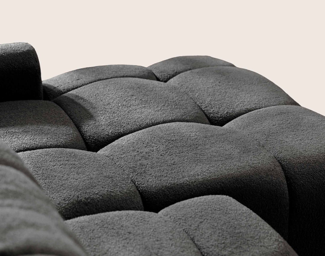 Canapé YULIN d'angle droit 4 places convertible avec coffre en tissu bouclette Yulin - Best Mobilier