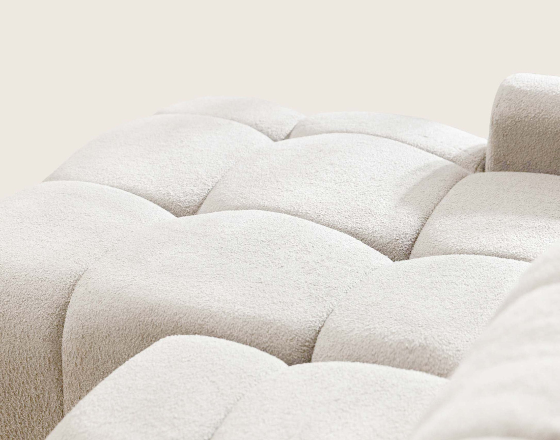 Canapé YULIN d'angle 4 places convertible en tissu bouclette - Best Mobilier