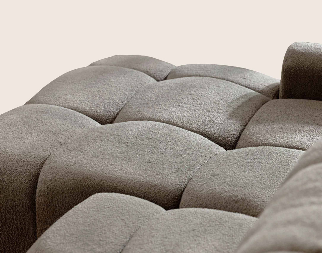 Canapé YULIN d'angle 4 places convertible en tissu bouclette - Best Mobilier
