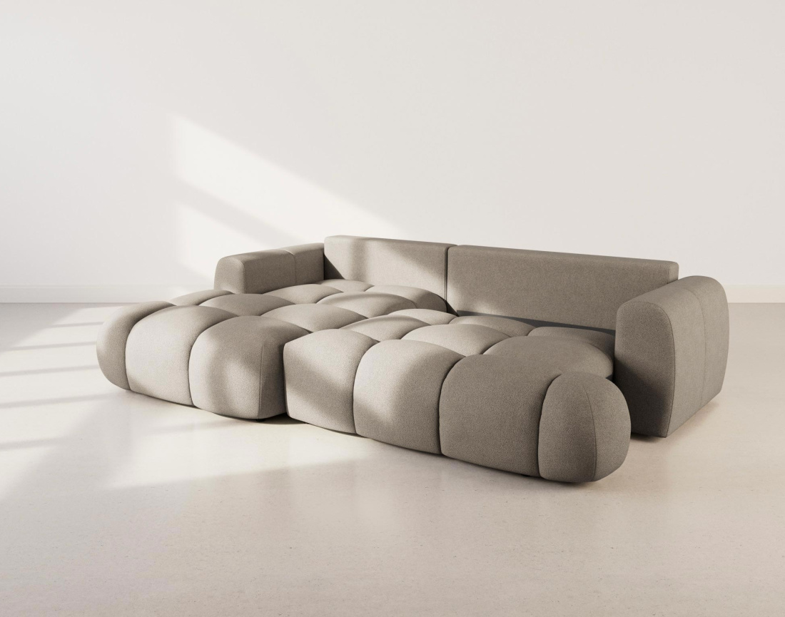 Canapé YULIN d'angle 4 places convertible en tissu bouclette - Best Mobilier