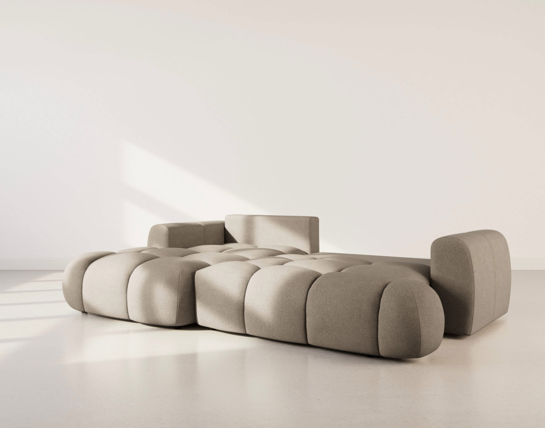 Canapé YULIN d'angle 4 places convertible en tissu bouclette - Best Mobilier