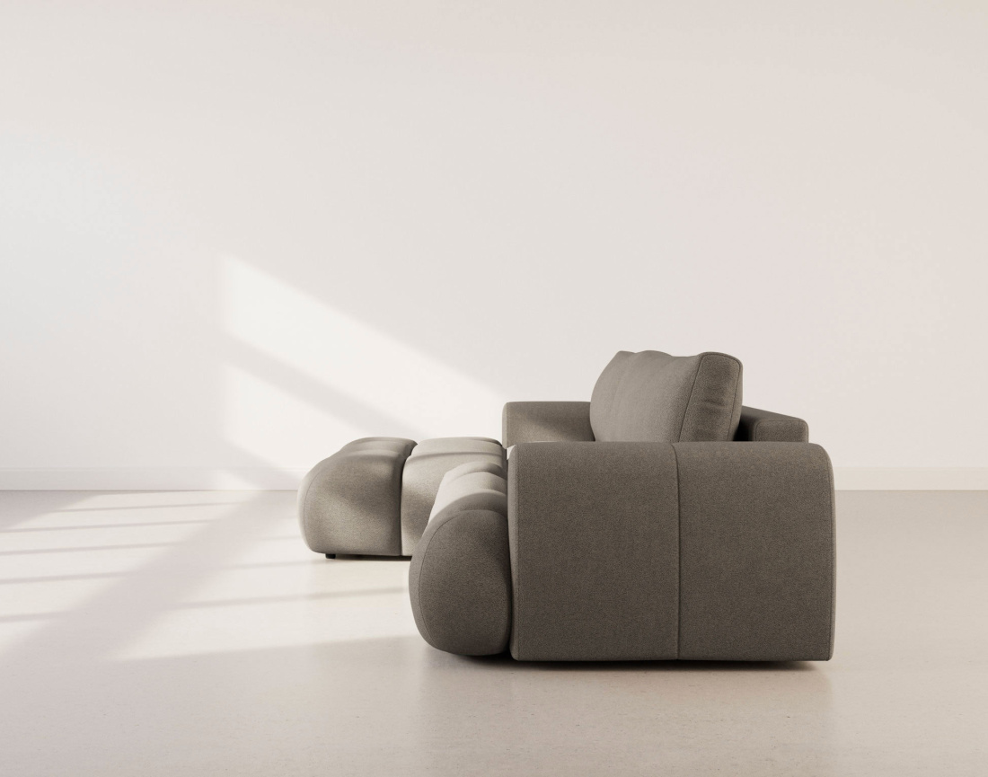 Canapé YULIN d'angle 4 places convertible en tissu bouclette - Best Mobilier