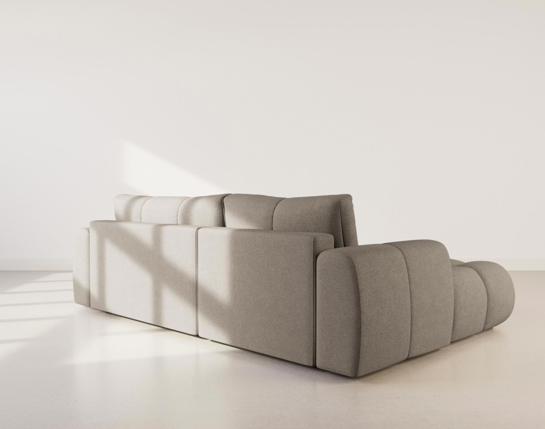 Canapé YULIN d'angle 4 places convertible en tissu bouclette - Best Mobilier