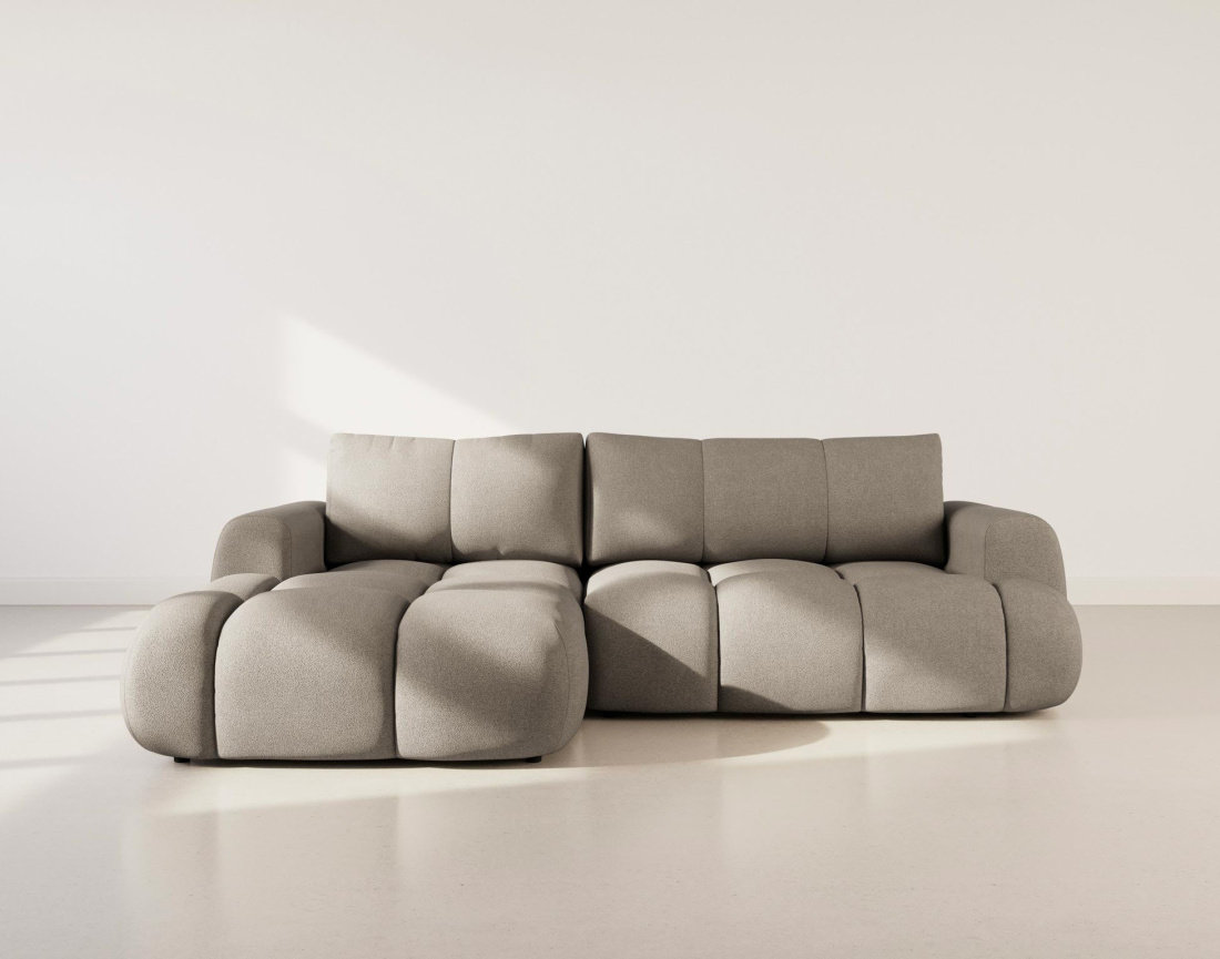 Canapé YULIN d'angle 4 places convertible en tissu bouclette - Best Mobilier