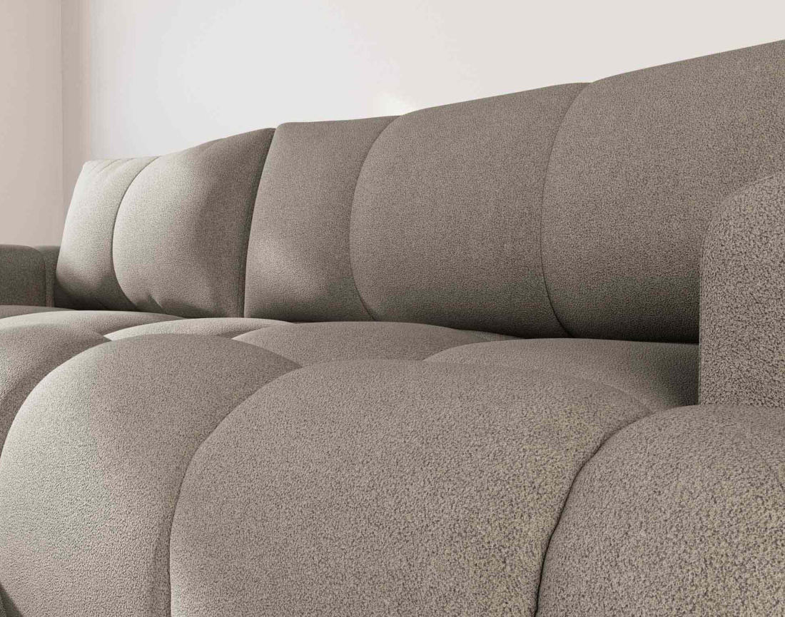 Canapé YULIN d'angle 4 places convertible en tissu bouclette - Best Mobilier