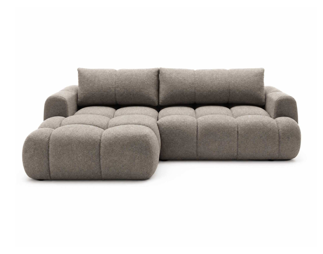 Canapé YULIN d'angle 4 places convertible en tissu bouclette - Best Mobilier