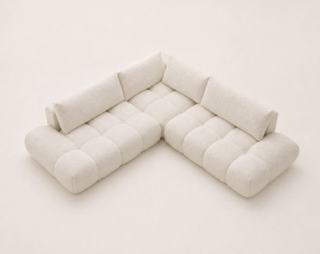 Canapé YULIN d'angle L 5 places convertible coffre tissu bouclette | Best Mobilier
