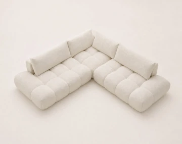 Canapé YULIN d'angle L 5 places convertible coffre tissu bouclette | Best Mobilier