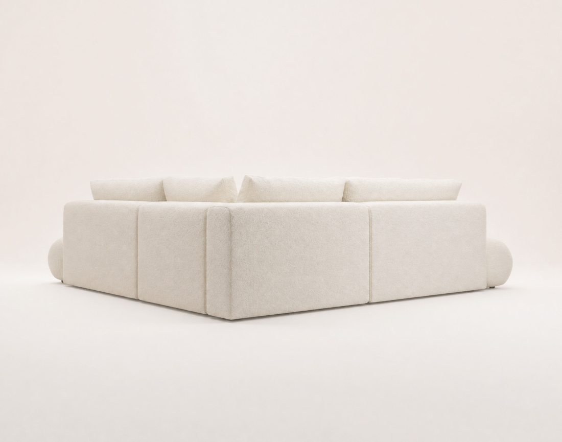 Canapé YULIN d'angle L 5 places convertible coffre tissu bouclette | Best Mobilier