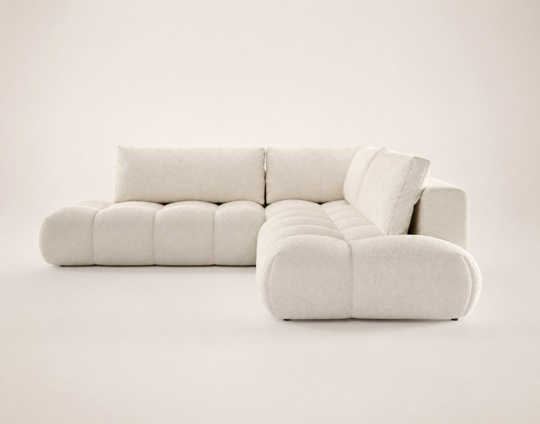 Canapé YULIN d'angle L 5 places convertible coffre tissu bouclette | Best Mobilier