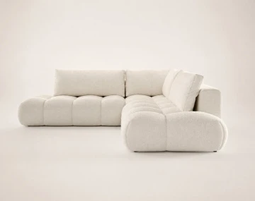 Canapé YULIN d'angle L 5 places convertible coffre tissu bouclette | Best Mobilier