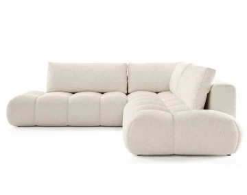 Canapé YULIN d'angle L 5 places convertible coffre tissu bouclette | Best Mobilier