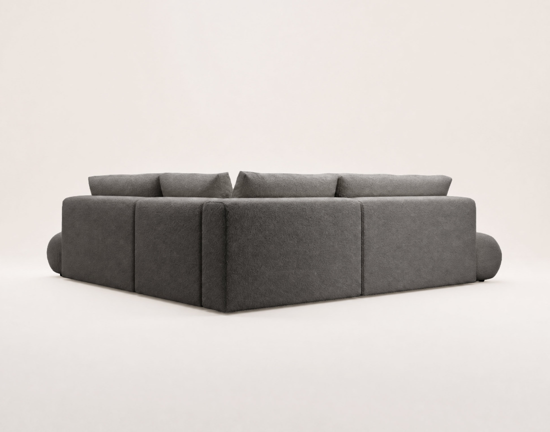 Canapé YULIN d'angle L 5 places convertible coffre tissu bouclette | Best Mobilier