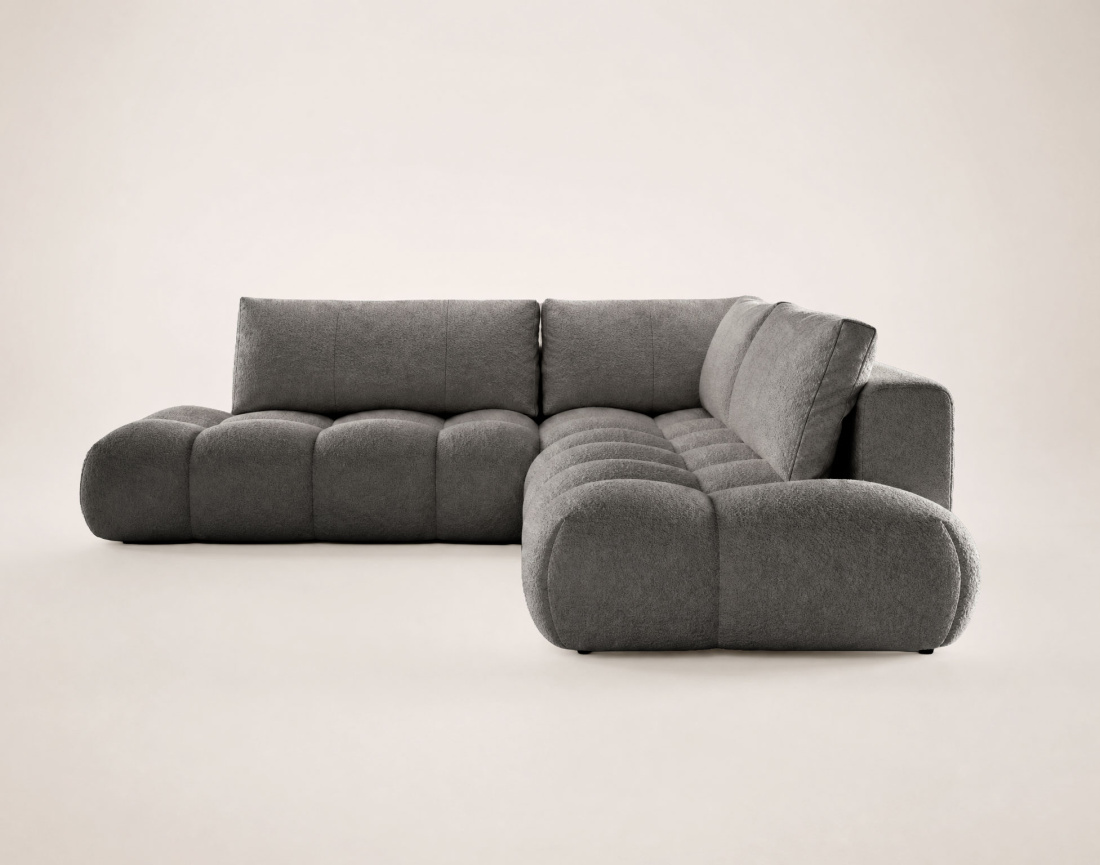 Canapé YULIN d'angle L 5 places convertible coffre tissu bouclette | Best Mobilier