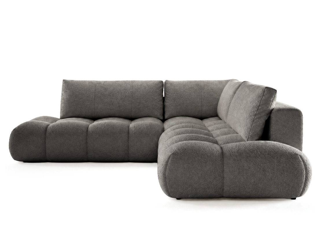 Canapé YULIN d'angle L 5 places convertible coffre tissu bouclette | Best Mobilier