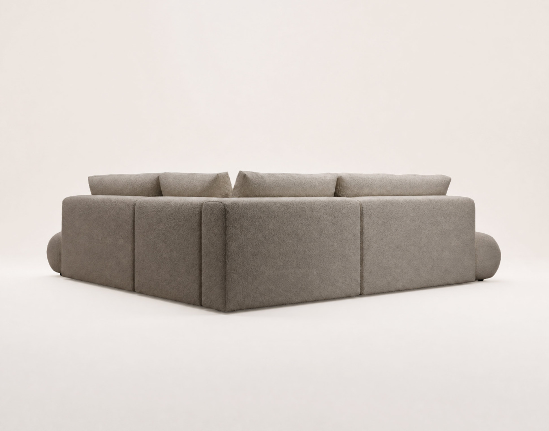 Canapé YULIN d'angle L 5 places convertible coffre tissu bouclette | Best Mobilier