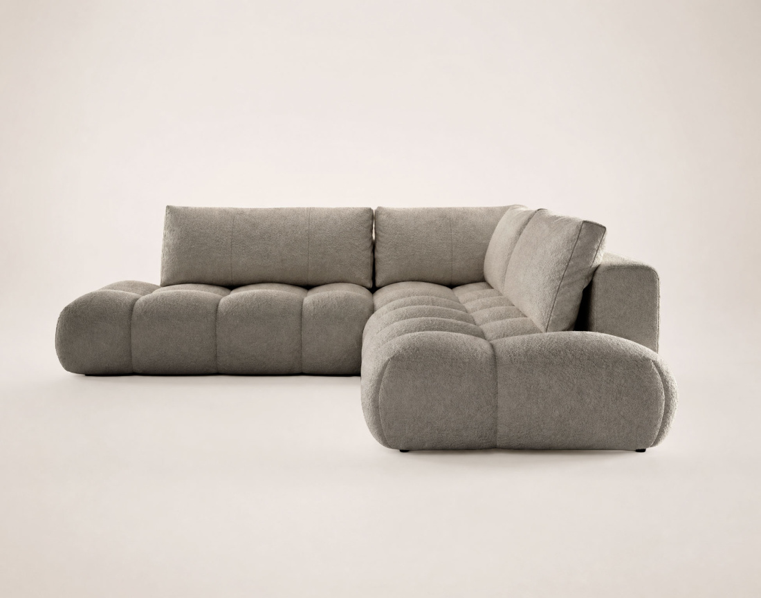 Canapé YULIN d'angle L 5 places convertible coffre tissu bouclette | Best Mobilier