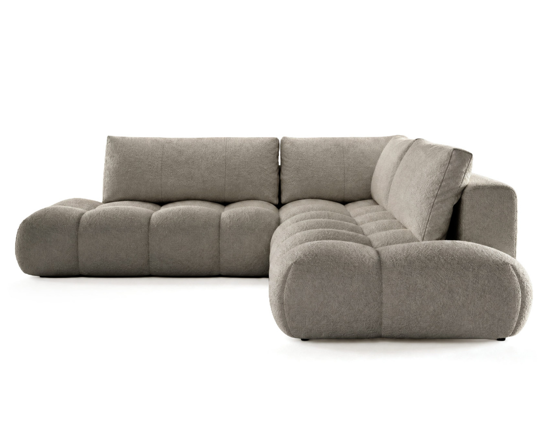 Canapé YULIN d'angle L 5 places convertible coffre tissu bouclette | Best Mobilier
