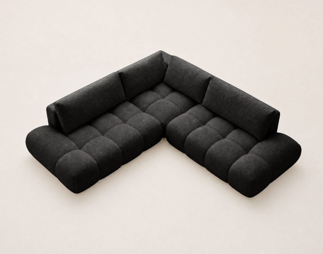 Canapé YULIN d'angle L 5 places convertible coffre tissu bouclette | Best Mobilier
