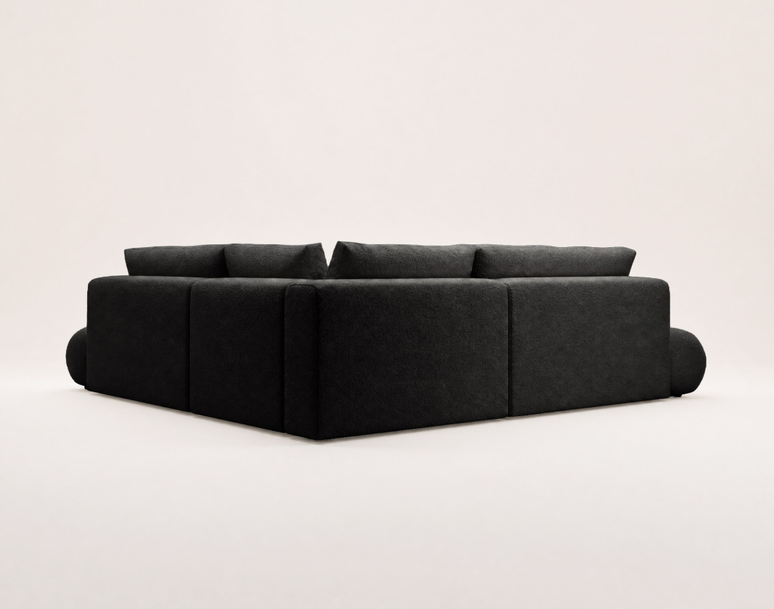 Canapé YULIN d'angle L 5 places convertible coffre tissu bouclette | Best Mobilier