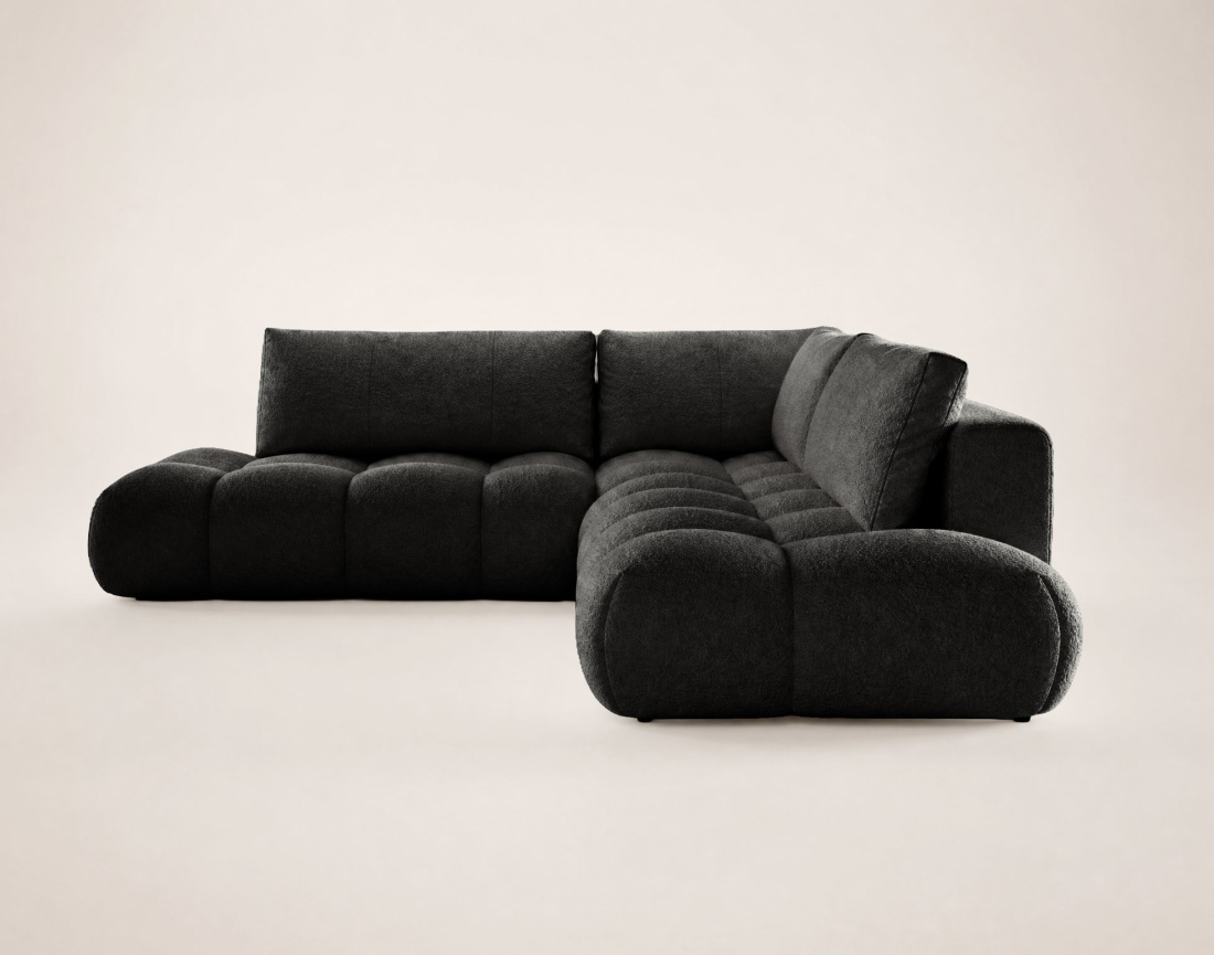 Canapé YULIN d'angle L 5 places convertible coffre tissu bouclette | Best Mobilier