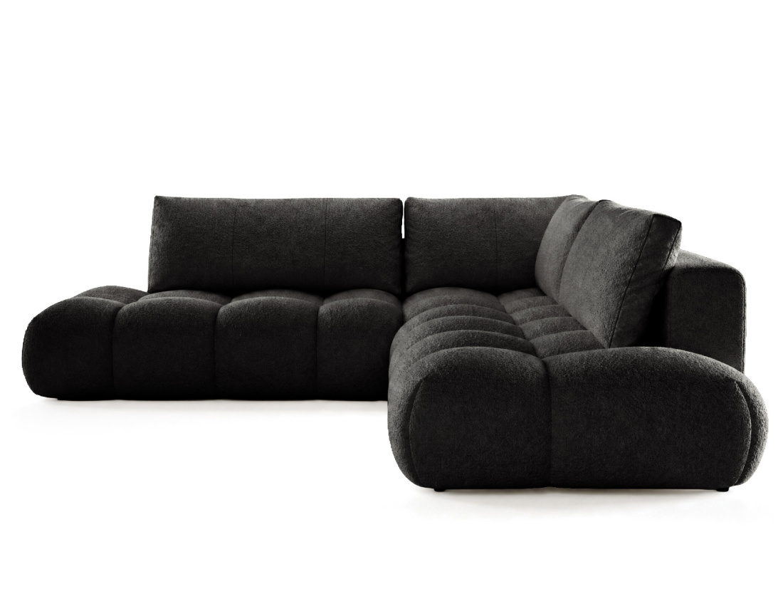 Canapé YULIN d'angle L 5 places convertible coffre tissu bouclette | Best Mobilier