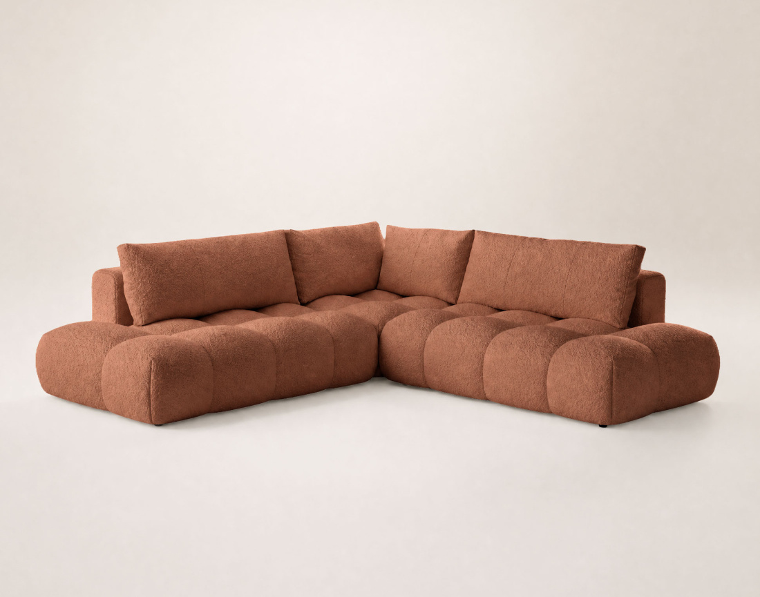 Canapé YULIN d'angle L 5 places convertible coffre tissu bouclette | Best Mobilier