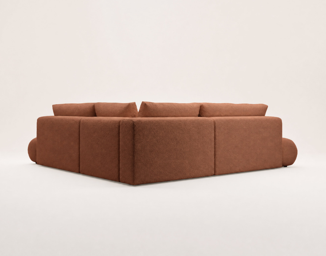 Canapé YULIN d'angle L 5 places convertible coffre tissu bouclette | Best Mobilier