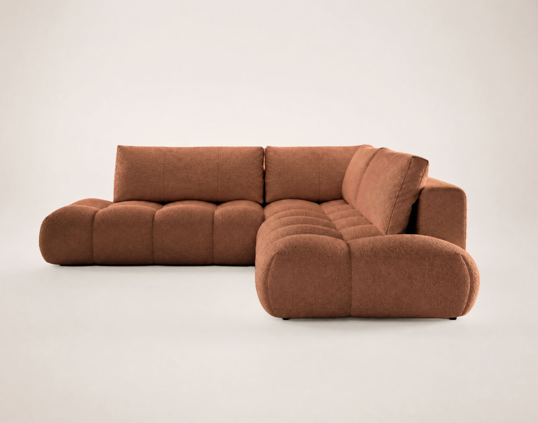 Canapé YULIN d'angle L 5 places convertible coffre tissu bouclette | Best Mobilier