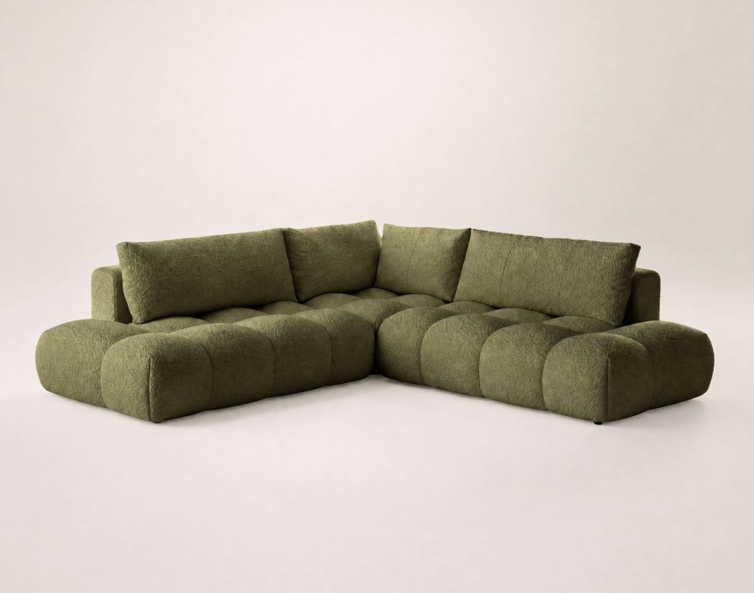 Canapé YULIN d'angle L 5 places convertible coffre tissu bouclette | Best Mobilier