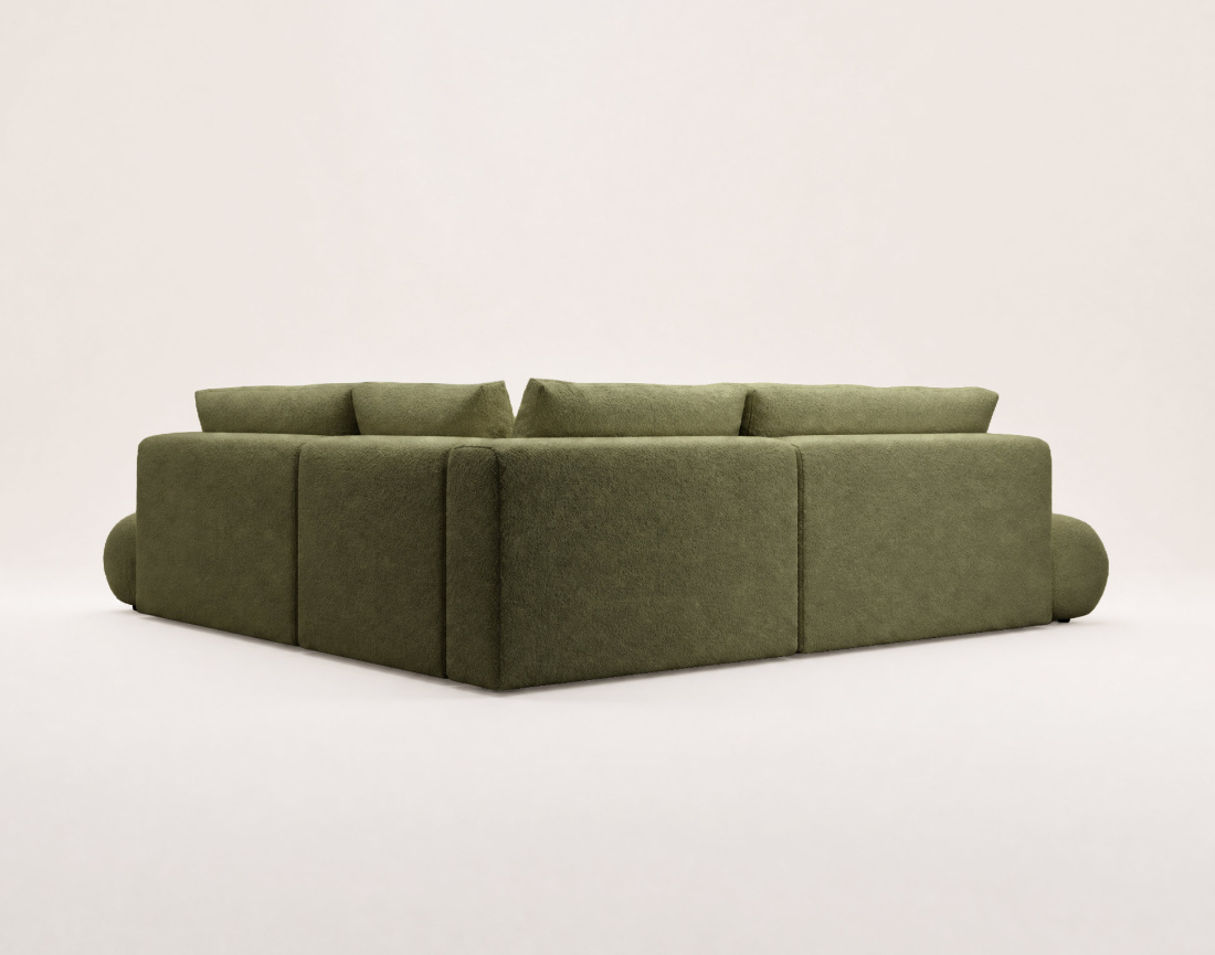 Canapé YULIN d'angle L 5 places convertible coffre tissu bouclette | Best Mobilier