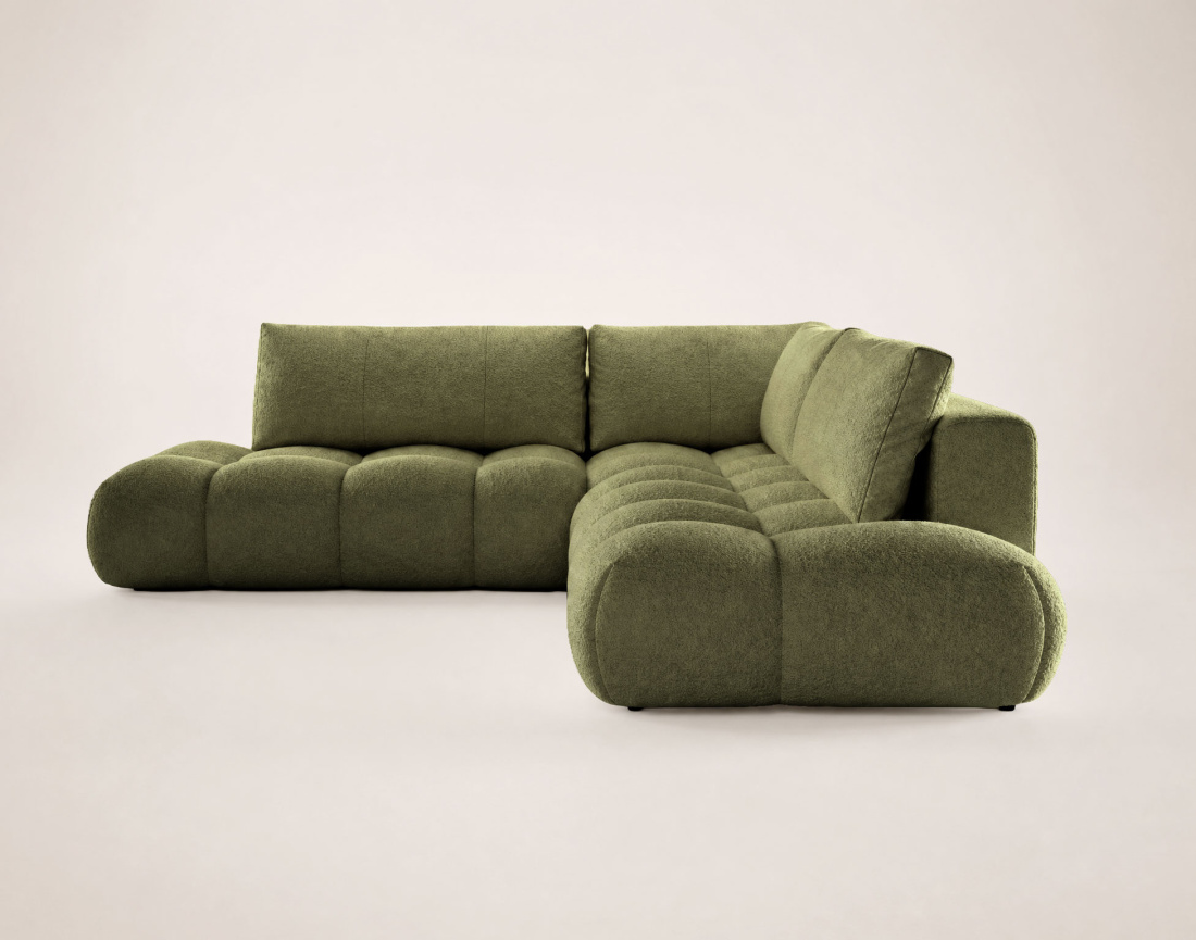 Canapé YULIN d'angle L 5 places convertible coffre tissu bouclette | Best Mobilier