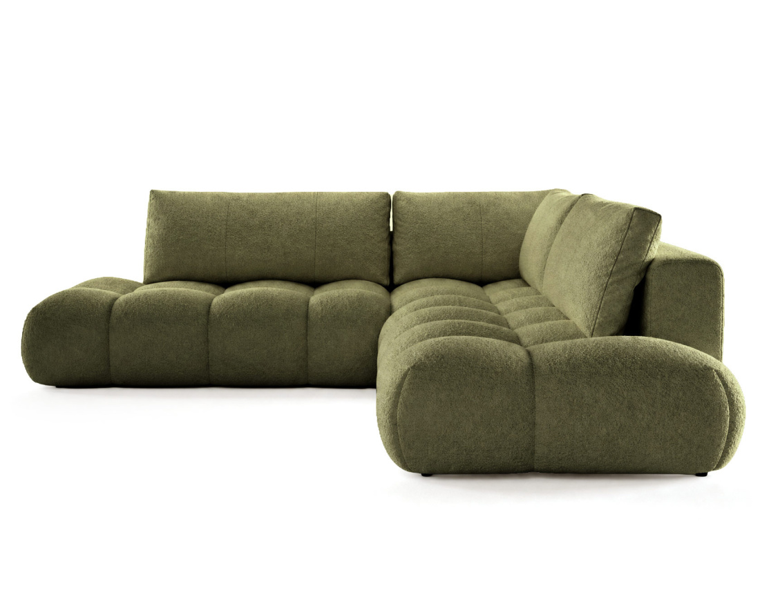 Canapé YULIN d'angle L 5 places convertible coffre tissu bouclette | Best Mobilier
